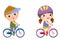 Happy children biking