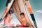 Happy children. Brother and sister relationships. Affection and care. Children family playing in tent. Cute kids having