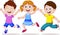 Happy children cartoon running