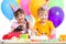 Happy children celebrating birthday party