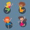 Happy children in different positions big vector jumping cheerful child group and funny cartoon kids joyful team