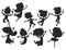 Happy children in different positions big vector jumping cheerful child silhouette group and funny cartoon kids joyful