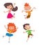 Happy children in different positions vector set.