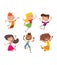 Happy children in different positions vector set.