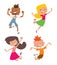 Happy children in different positions vector set.