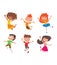 Happy children in different positions vector set.