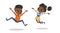 Happy children jumping and laughing. African american school age children illustration. Best for posters, banners, invitations. Ve