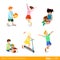 Happy children at play parenting flat web infograp