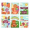 Happy children`s day background and gift cards set. Vector illustration of Universal Children day greeting card collection.