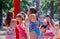 Happy children in a splash pad