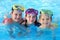 Happy children swimming