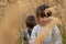 Happy children  traveling in nature park, forest.