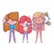 Happy childrens day, band musical girls with microphone trumpet and maracas