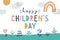 Happy childrens day, cute vector greeting card