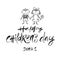 Happy Childrens day - hand drawn vector illustration. Brush calligraphy greeting and drawn children.