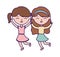 Happy childrens day, little girls celebration festive cartoon character