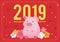 Happy Chinese healthy wealthy Pig traditional New Year 2019