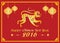 Happy Chinese new year 2016 card is lanterns ,Gold monkey and chiness word is mean happiness