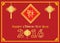 Happy Chinese new year 2016 card is lanterns ,Lucky Rope and chiness word is mean happiness