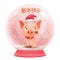 Happy chinese new year 2019 Zodiac sign catoon pig character in glass snow ball. Chinese Translation Happy new year