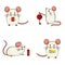 Happy chinese new year 2020. Cute mouse cartoon vector illustration design template set collection. Year of Rat zodiac. Mouse