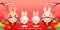 Happy Chinese new year 2023 banner template year of the rabbit zodiac with little kids and bunny greeting gong xi fa cai