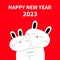 Happy Chinese New Year 2023. The year of the rabbit. Bunny hare hugging couple family. Hug, embrace. Contour silhouette. Cute