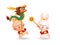 Happy Chinese new year 2023 year of the rabbit, cute Little bunny performs dragon Dance, gong xi fa cai, greeting card zodiac