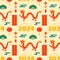 Happy Chinese New Year 2024 Seamless Pattern Design. Translation : Year of the Dragon. with Lantern, Dragons and China Elements