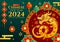 Happy Chinese New Year 2024 Vector Illustration. Translation : Year of the Dragon. with Flower, Lantern, Dragons and China