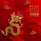 Happy chinese new year 2024 year of the dragon zodiac sign with flower,lantern,asian elements gold paper cut style on color