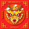 Happy chinese new year 2024 year of the dragon zodiac sign with flower,lantern, fan elements gong xi fa cai, greeting card paper