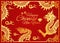 Happy Chinese new year card is Gold dragon frame