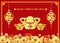 Happy Chinese new year card is gold money Gold china knot and Chinese word mean Happiness