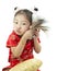 Happy Chinese new year .Cute Asian Girl In Tradition Chinese