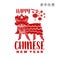 Happy Chinese New Year design. Chinese New Year felicitation classic postcard. Chinese sign with china lion. Banner for