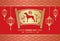 Happy Chinese new year is Gold lanterns and dog in letter Roll chinese word mean dog