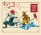 Happy chinese new year with journey to the west illustration on background new year, year of the pig, wukong run and angry