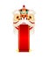 Happy Chinese New Year Lion Dance Head with blank scroll, Mascot for lucks Holding red sign decorated with gold, banner template