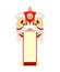 Happy Chinese New Year Lion Dance Head with blank scroll, Mascot for lucks Holding red sign decorated with gold, banner template
