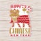 Happy Chinese New Year sticker design. Vector. Chinese New Year patch or greeting card. Chinese sign with china lion and