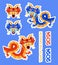 Happy chinese new year stickers. Traditional Asian lunar calendar