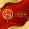 Happy Chinese new year, year of the dragon banner - Circle chinese dragon zodiac hanger on red and gold background vector design