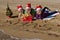 Happy christmas children on beach