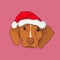 Happy Christmas with Dog with Santa Claus Hat. cute art