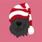 Happy Christmas with Dog with Santa Claus Hat. cute art