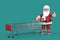 Happy Christmas and New Year Greeting Concept. Cartoon Cheerful Santa Claus Granpa Giving Thumb Up with Extra Long and Large