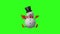 Happy Christmas Snowman rotating and waving the hands on green screen background.