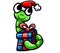 Happy Christmas Worm Holding His Gift