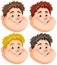 Happy chubby boy face in different hair colour